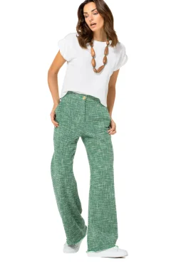 1588-62 / Broek In Fijne Bouclette, Wijd Been, Normal Waist><noscript><img width=