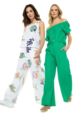 3581-69 / Comfortabele Wijde Katoenen Broek, Normal Waist><noscript><img width=