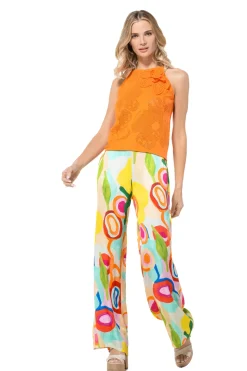3566-79 / Frivole Soepelvallende Rechte Broek, Normal Waist><noscript><img width=