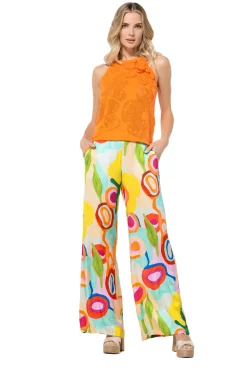 3566-79 / Frivole Soepelvallende Rechte Broek, Normal Waist><noscript><img width=