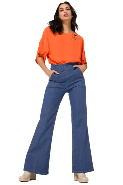1515-24 / Soepelvallende Geklede Jeans, Wijd Been, Normal Waist><noscript><img width=