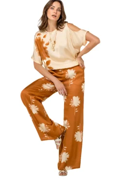 1576-32 / Soepelvallende Shiny Broek, Wijd Been, Normal Waist><noscript><img width=