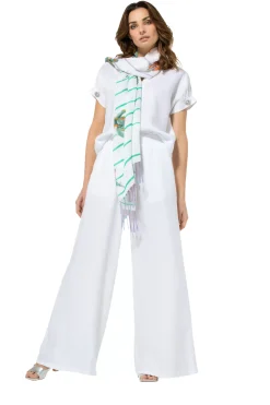 3571-90 / Wijde Broek In Linnen, Normal Waist><noscript><img width=