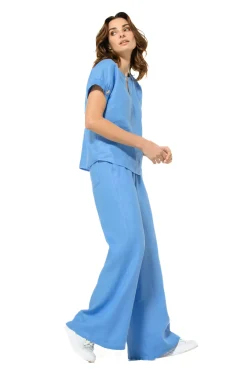 3571-24 / Wijde Broek In Linnen, Normal Waist><noscript><img width=