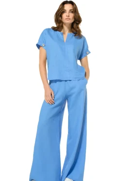 3571-24 / Wijde Broek In Linnen, Normal Waist><noscript><img width=